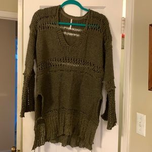 NWOT free people green fall sweater S